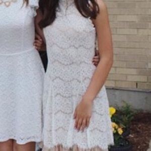 Pretty lace white high neck dress